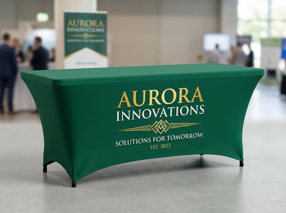 Custom fitted branded table cover