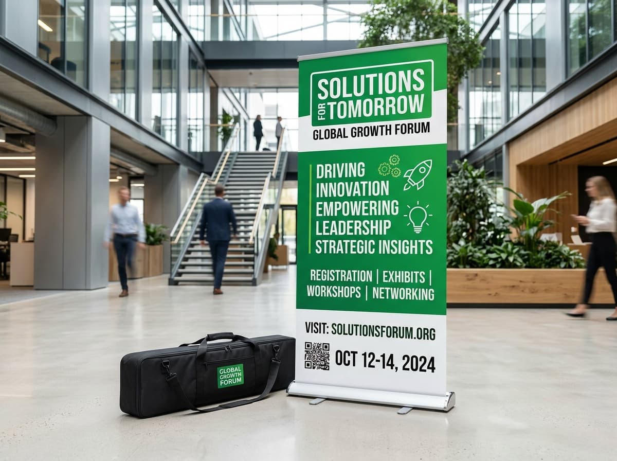 Deluxe 33.5x78 inch retractable pull-up banner stand with padded carrying bag